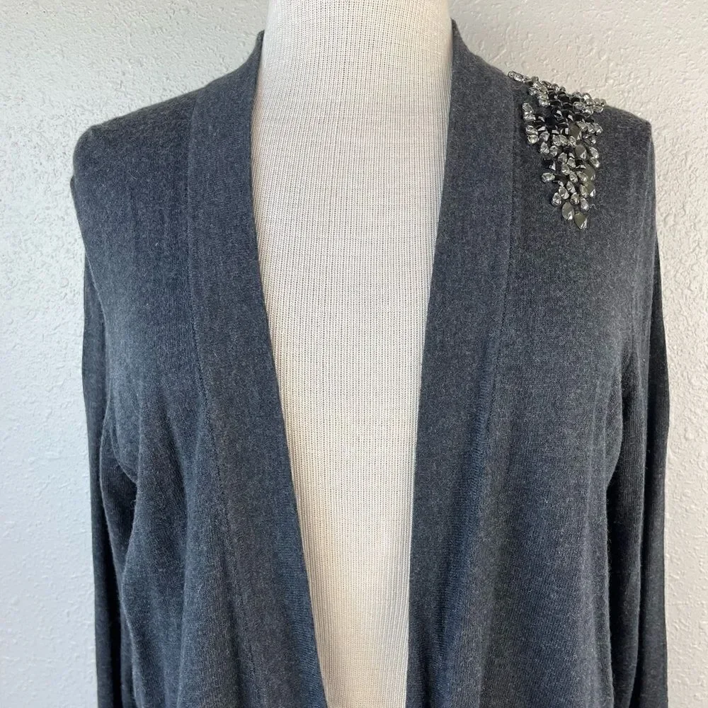 Gap Gray Silk Blend Cardigan Sweater Size L EUC